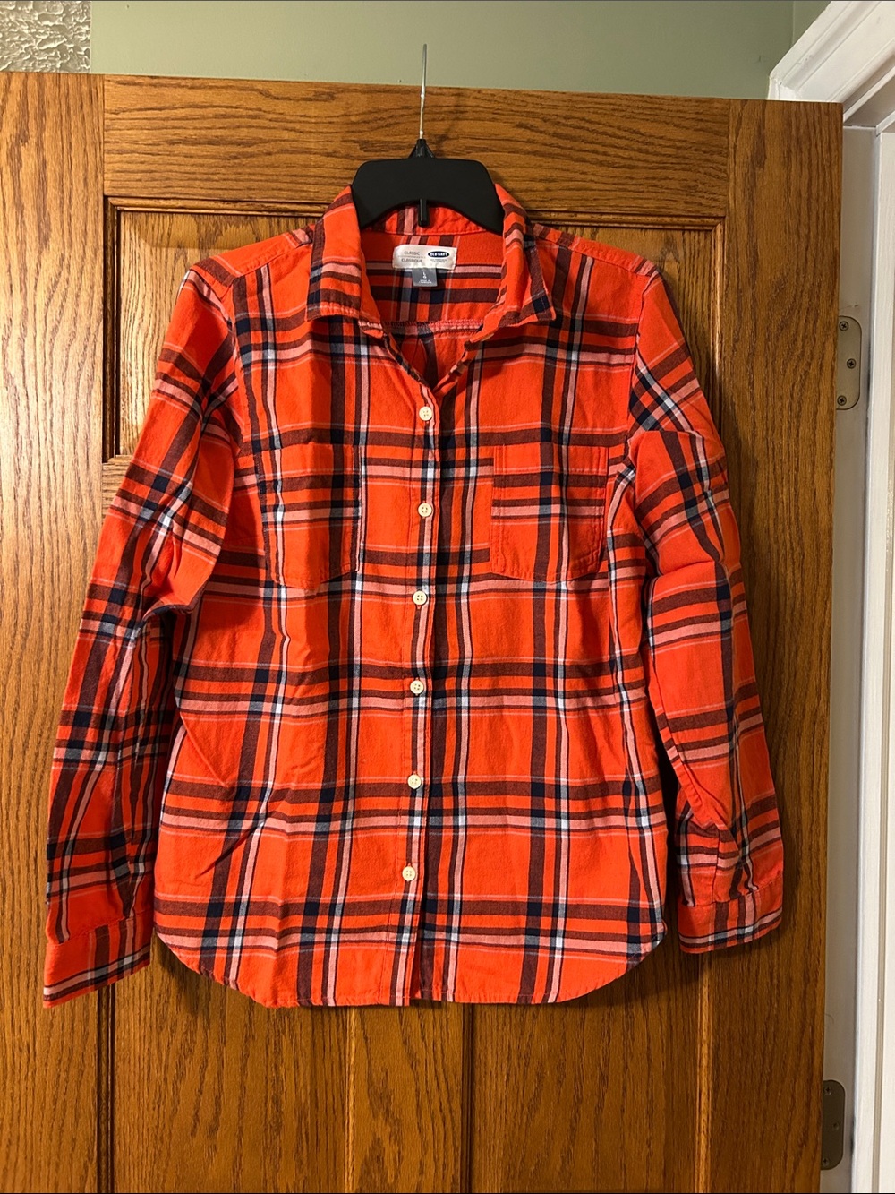 Old Navy Orange Plaid Button-Down Shirt